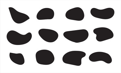 Organic amoeba blob shape abstract green color with line vector illustration isolated on white background. Set of irregular round blot form graphic element. Doodle drops with outline circle. EPS 10