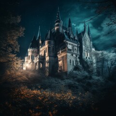 Fototapeta premium Old Gothic castle at night