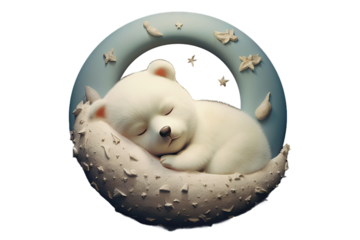d: half white style bear sleeping children's baby story moon