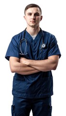 Fototapeta premium Confident young male nurse with stethoscope