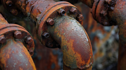 Rusty pipes in a detailed close-up.