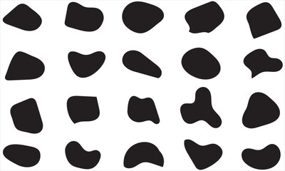 Organic amoeba blob shape abstract black vector illustration isolated on white background. Set of irregular round blot form graphic element. doodle drops collection. Contemporary banner. vector