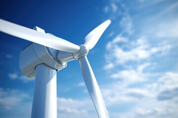 Close up view of wind turbine. Renewable energy, ecology, environment concept