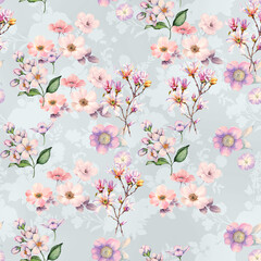 Seamless floral flower with texture background.