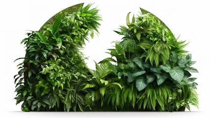 Naklejka premium Round green garden wall made from tropical plants.