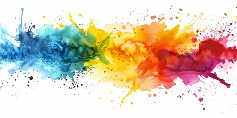 A vivid watercolor explosion, with a full spectrum of rainbow colors, symbolizing energy, diversity, and creativity.