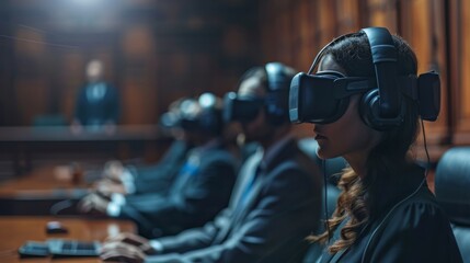A virtual reality courtroom where financial disputes are settled by juries of AI, applying universal laws of economics and ethics.