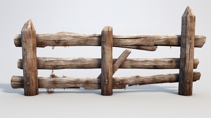 Rustic wooden fence cut out. 8k photorealistic image.


