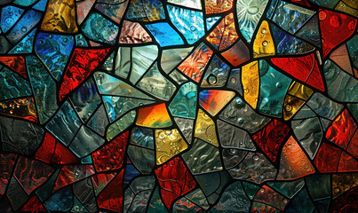 Fototapeta na wymiar Stained glass- abstract pattern , Rebirth of Stained Glass texture colorful wallpaper