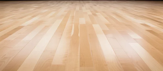 Fotobehang Close-up shot of wooden maple basketball court flooring © Vusal