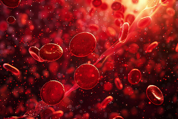 red cells in blood, microscopic image of human blood, medical (3) - obrazy, fototapety, plakaty