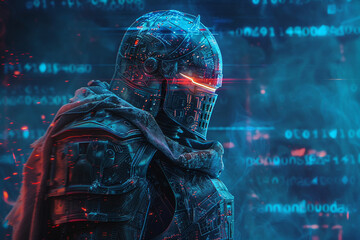 Obraz premium A knight in digital armor