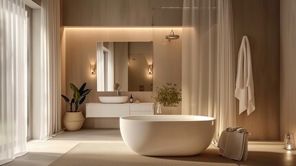 Luxurious bathroom interior with a modern design highlighting premium fixtures