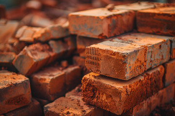 Bricks are a regular size rectangular unit.AI generated - obrazy, fototapety, plakaty