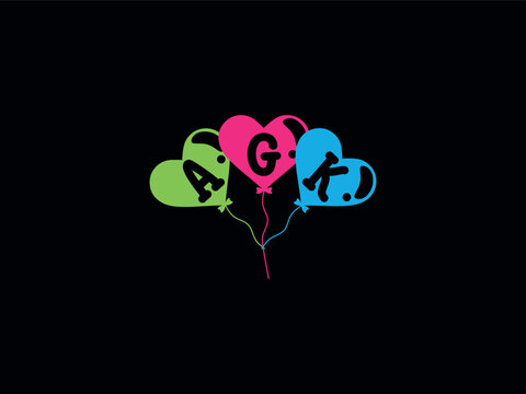Letters Logo AGK Unique Love Balloon Design