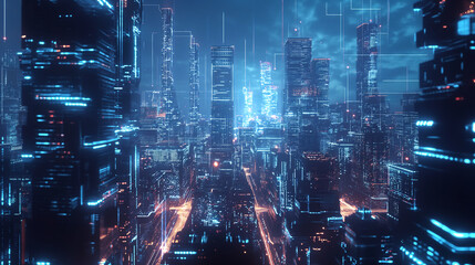 Futuristic megapolis cityscape - night scene