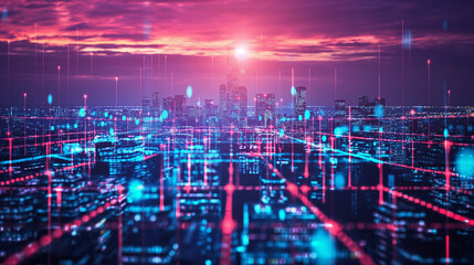 Futuristic megapolis cityscape - technology background