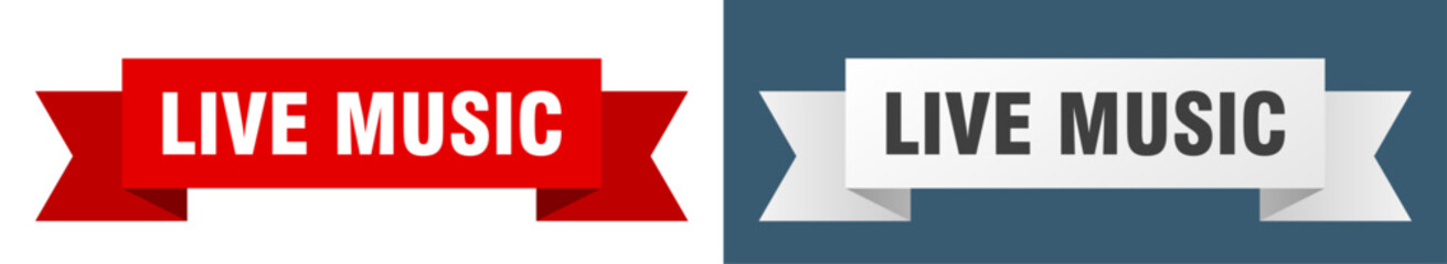 live music ribbon. live music isolated paper sign. banner