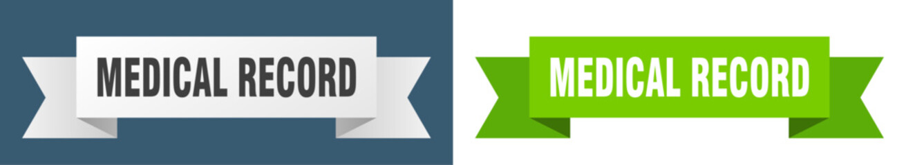 medical record ribbon. medical record isolated paper sign. banner