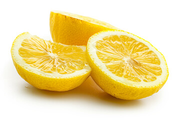 Sliced lemon fruit isolated on white background.AI generated