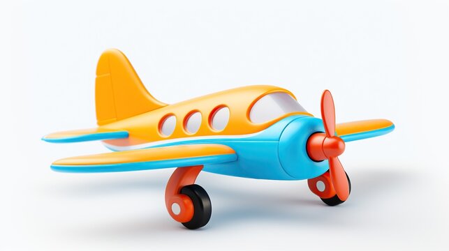 Cute colorful mini airplane for baby kids toy on a white background.