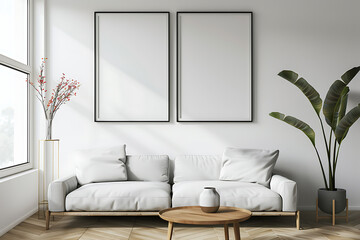 White Couch and Two Pictures in Living Room