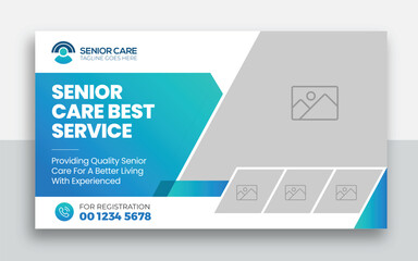 Senior health care youtube thumbnail and web banner template design 