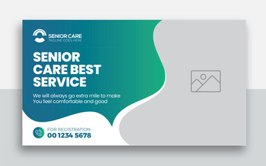 Senior health care youtube thumbnail and web banner template design	