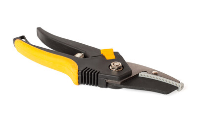 Orange secateurs isolated on white