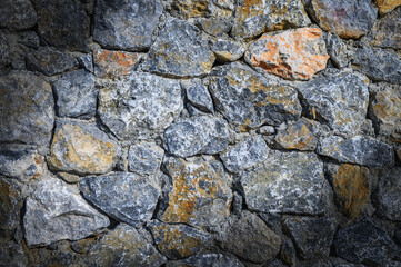 old wall of stone shell rock of arbitrary shape. isolated image