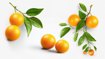 Set of Branches with Ripe Delicious Oranges

 - obrazy, fototapety, plakaty