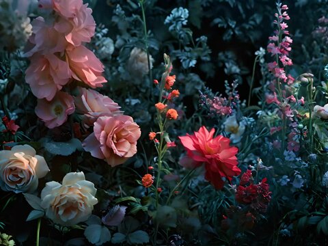 a bunch of flowers that are in the grass