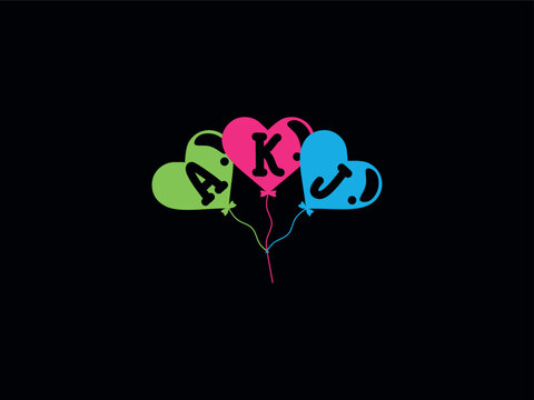 Creative AKJ Balloon Logo Icon Design