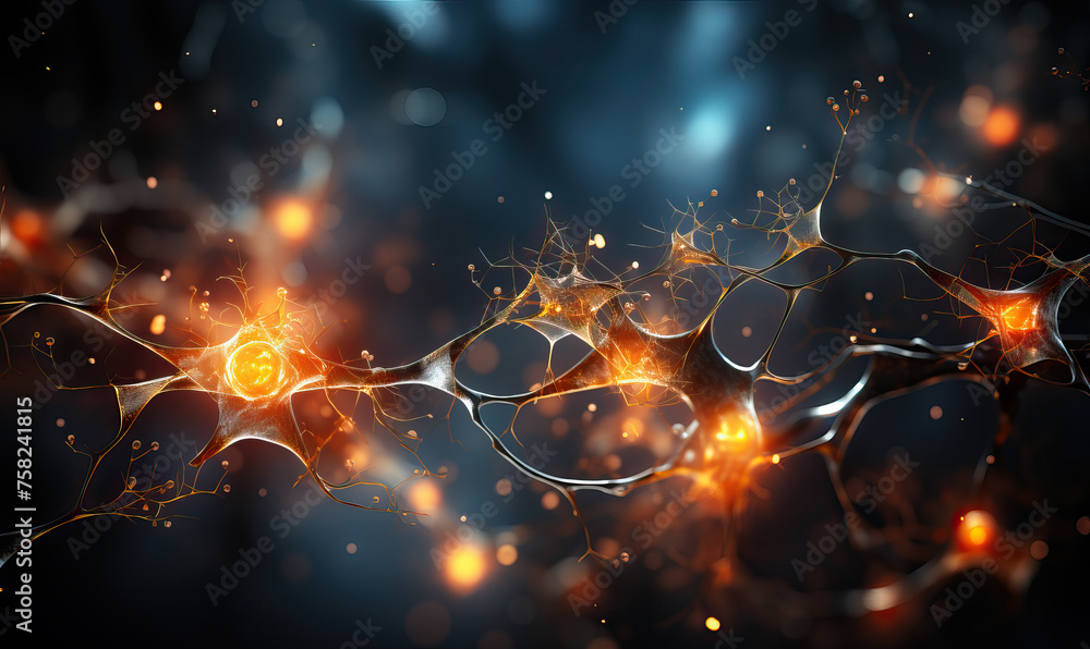 Poster abstract background, neural circuits, neuron cells concept.