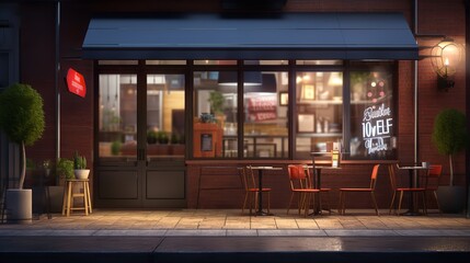 Signboard Shop or Restaurant Mock-Up Rectangle

