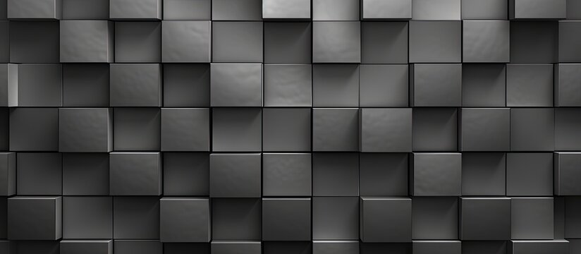 A monochrome image of a wall showcasing a geometric pattern of rectangular shapes in shades of grey. The material properties vary from wood to brick, creating an interesting facade