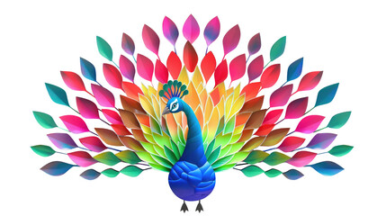 peacock bird in geometric shape isolated on transparent