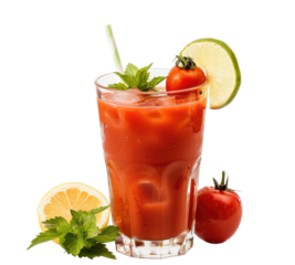 bloody mary with lemon wedge, isolated on transparent
