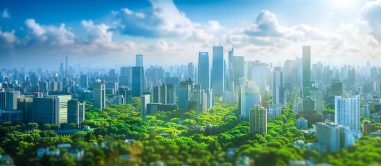 sutainable green cityscape concept blurred background