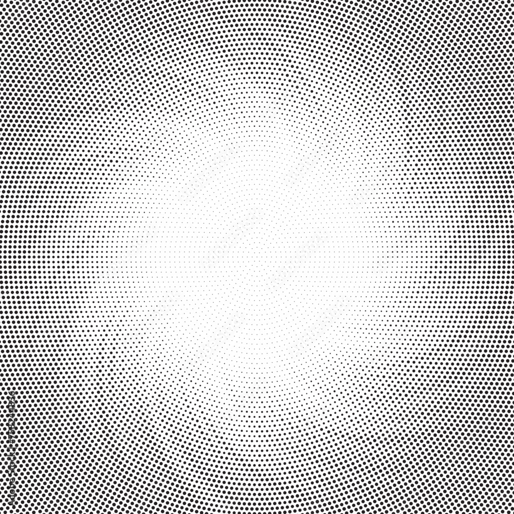 Poster Halftone  swirl gradient sun rays pattern. Abstract halftone vector dots background. monochrome dots pattern. Vector background in comic book style with sunburst rays.