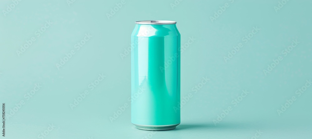 Poster mock up empty aluminum beverage soda can on abstract background with copy space for text