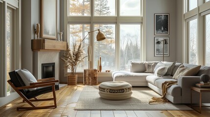 Sun-kissed serenity: A tranquil bedroom haven where light woods and soft shadows soothe the soul.