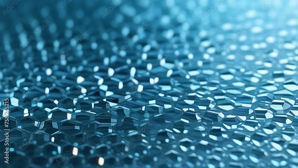 Poster A blue background with a pattern of hexagons