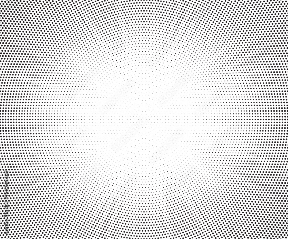 Aufkleber Halftone gradient sun rays pattern. Abstract halftone vector dots background. monochrome dots pattern. Vector background in comic book style with sunburst rays and halftone. Retro pop art design.	