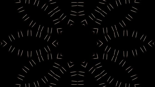 Abstract 3D animation. Curved lines on a black background ,kaleidoscope of color blue lights, seamless circles	