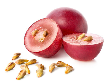 Fresh grapes with seeds on white background