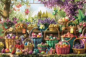 Fototapeta premium Pastoral Easter Basket Showcase