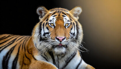 Naklejka premium Tiger with a black background