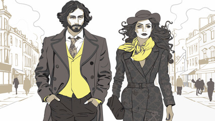 Model men and women vector illustration 