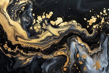 Gold abstract black marble background art paint pattern ink texture watercolor Golden Background